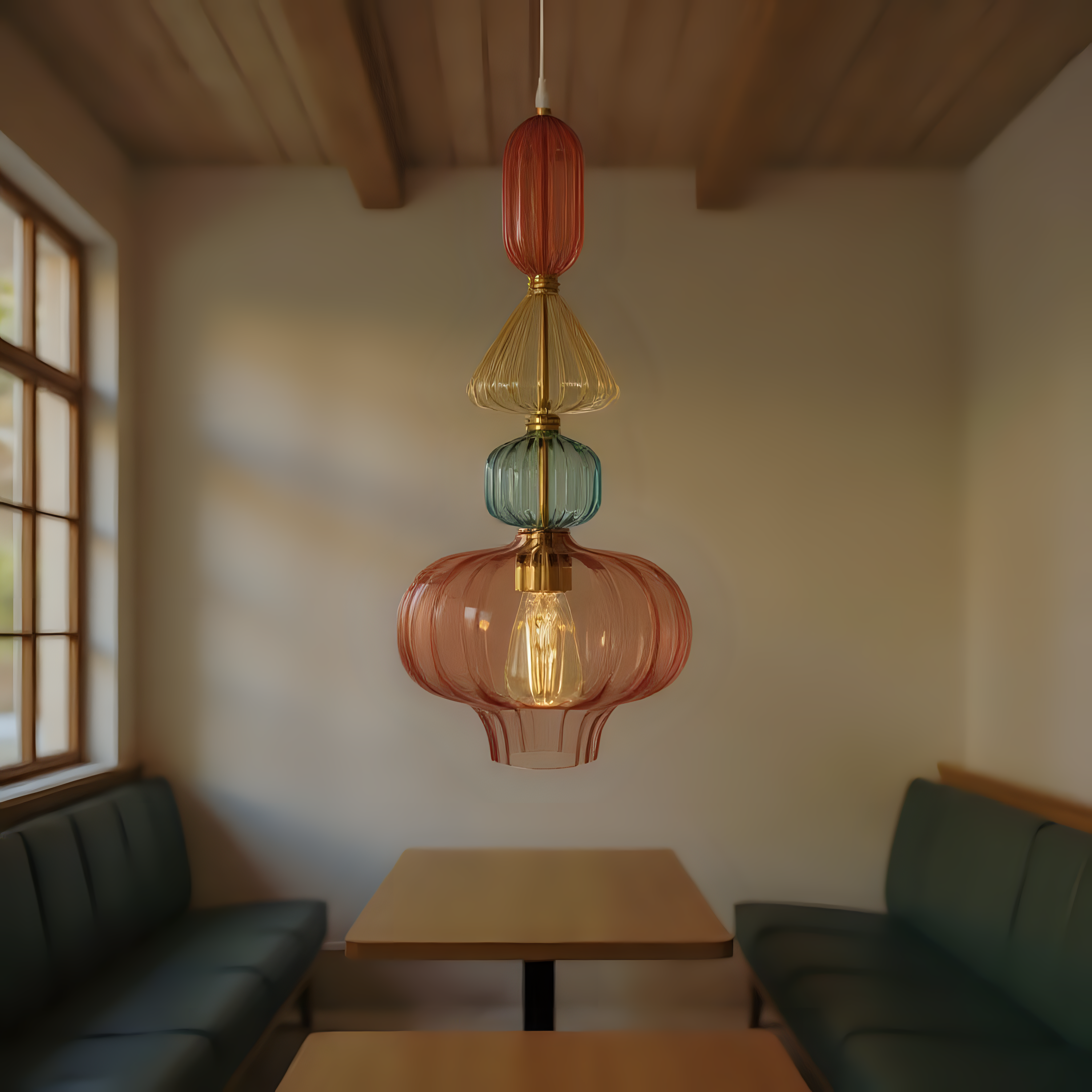 Colorful Blown Glass Pendant Light